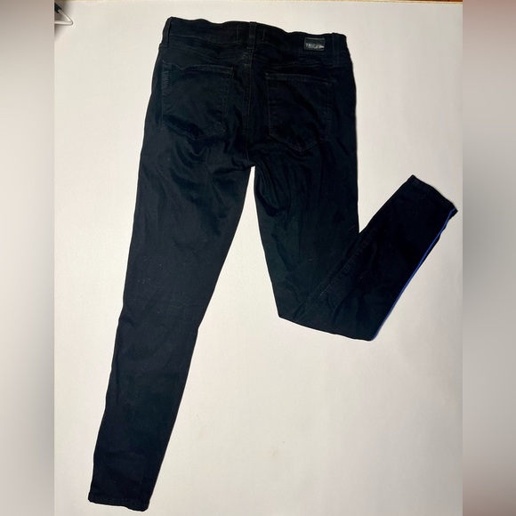 MID RISE PAIGE BLACK JEANS WITH BLUE PIPING (ANTHROPOLOGIE) - Picture 3 of 3